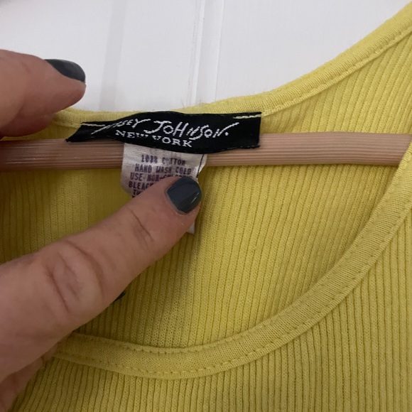 Yellow Crystal BJ Women's Tank Top betsey johnson vintage 90s one size s m L - Picture 3 of 5
